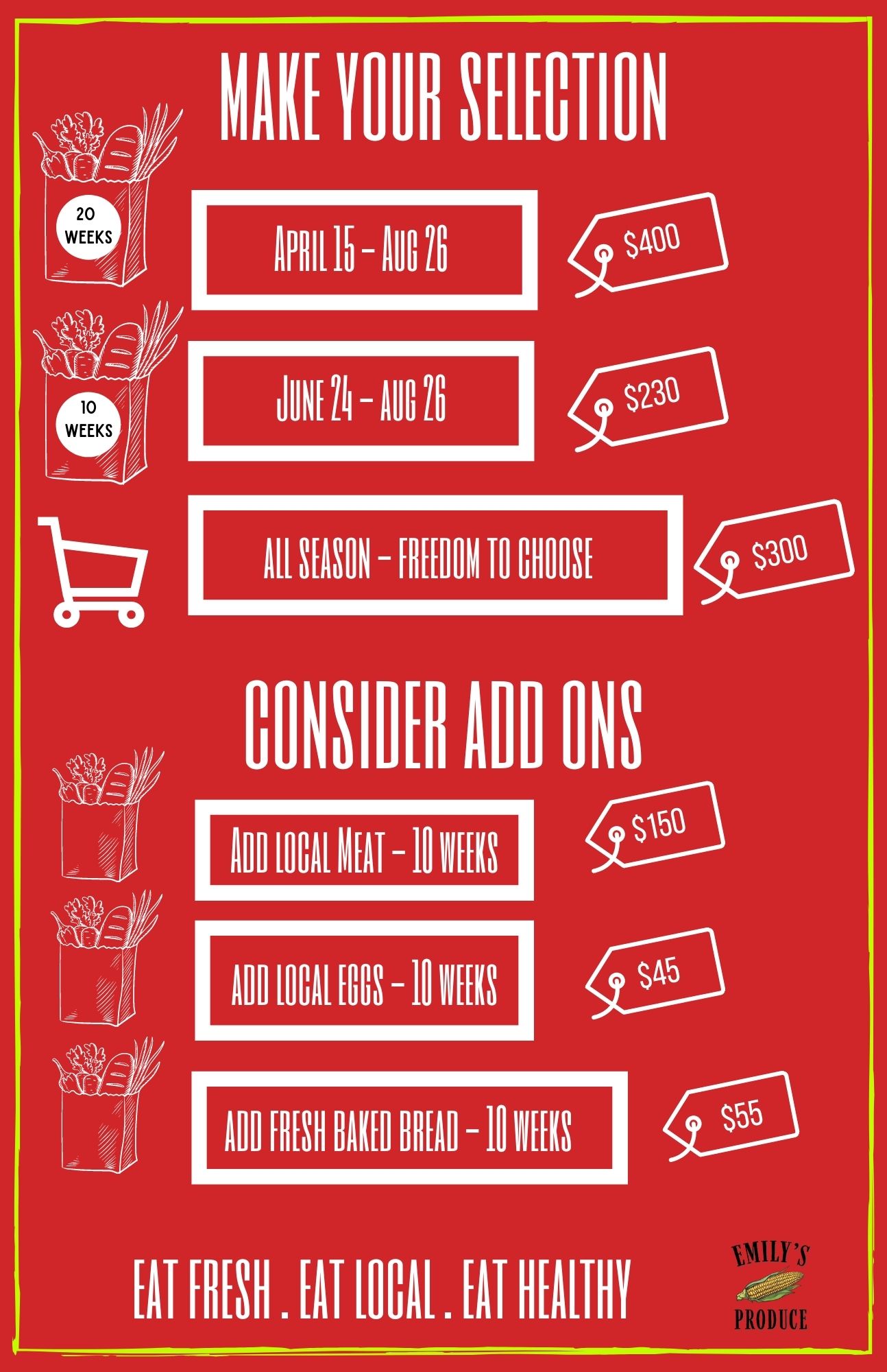 healthy harvest pricing Emily's Produce
